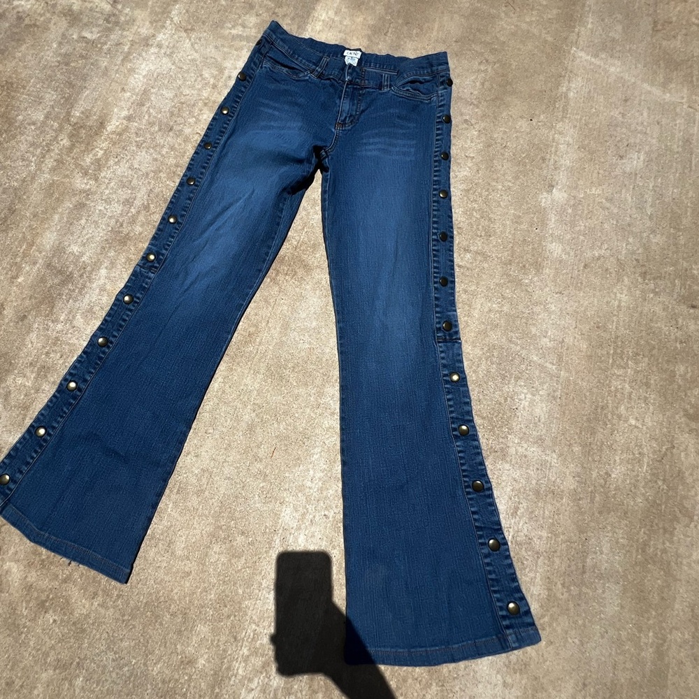 Cache Blue Flare Wide Leg Jeans